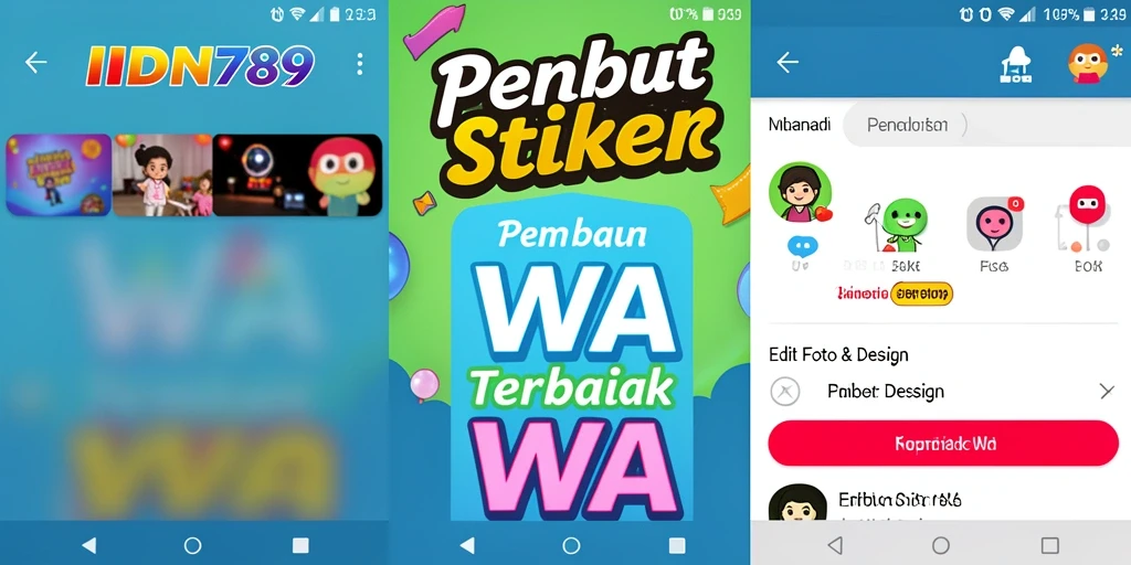 Antarmuka IDN789 untuk membuat stiker WhatsApp yang menarik.