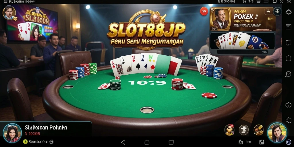 Tampilan antarmuka permainan poker SLOT88JP yang menarik dan interaktif.