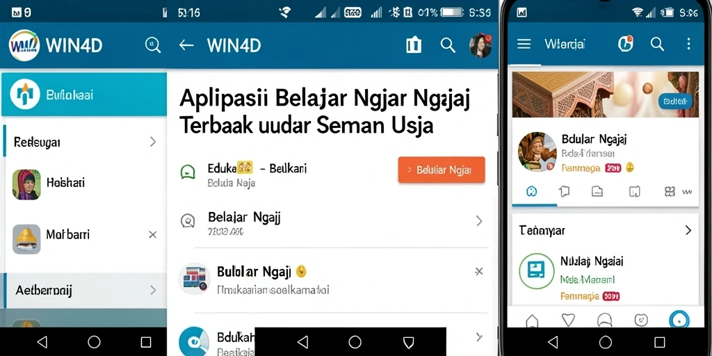 Tampilan antarmuka aplikasi WIN4D untuk belajar ngaji yang interaktif.