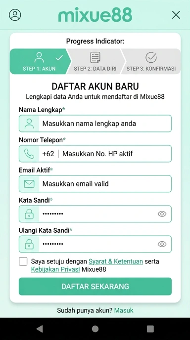 Panduan Registrasi Akun Baru mixue88 untuk Android